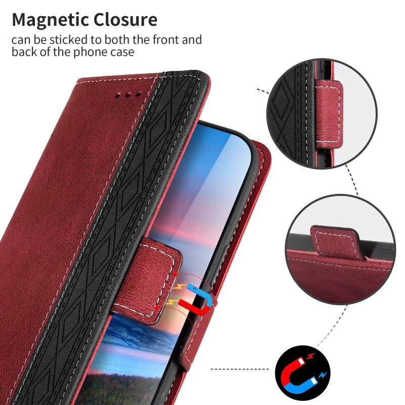 Business Splicing Mobile Phone Leather Case with Magnetic Flip Cover